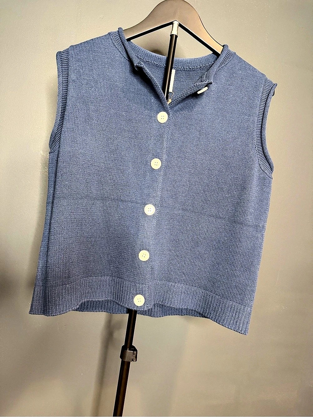 Wishlist Blue Button Front Knit Vest NWT